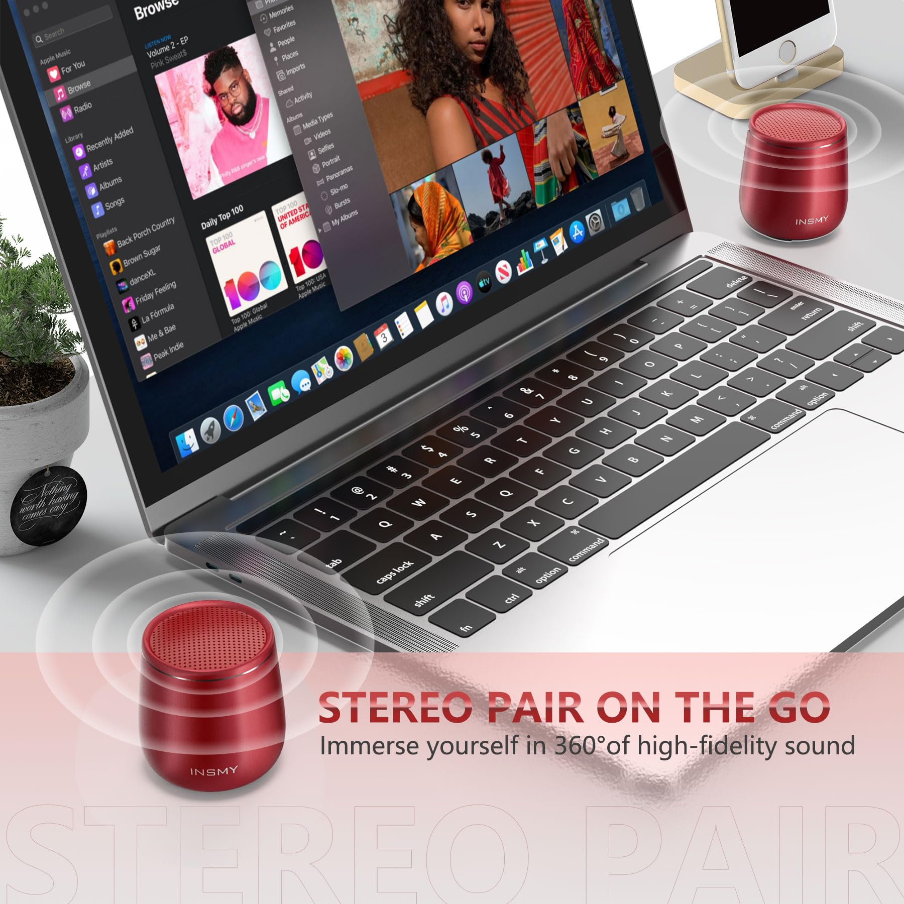 INSMY speaker delivering up to ten hours of playback on a single charge