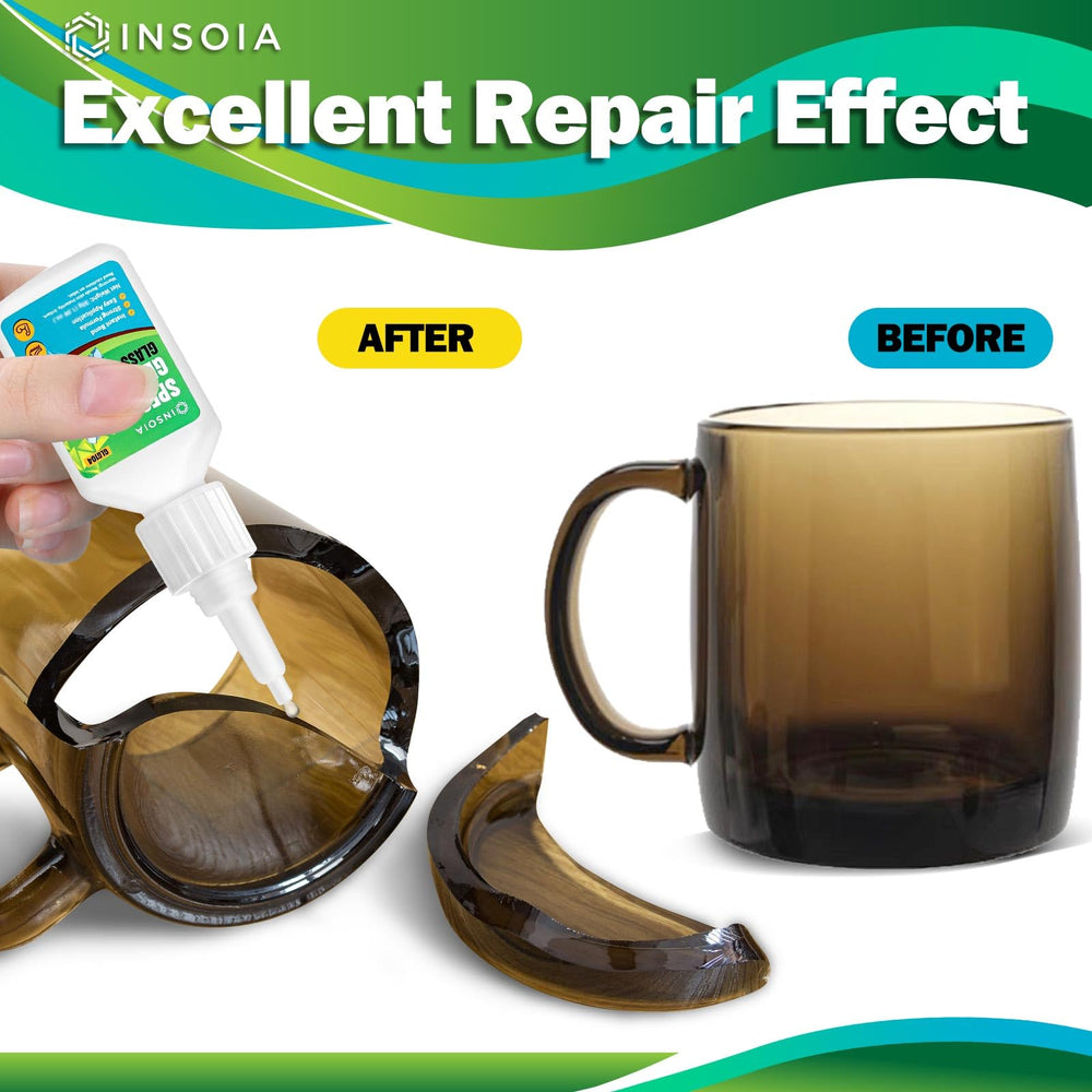 Insoia Glass Glue creates a waterproof bond for vases and mirrors.