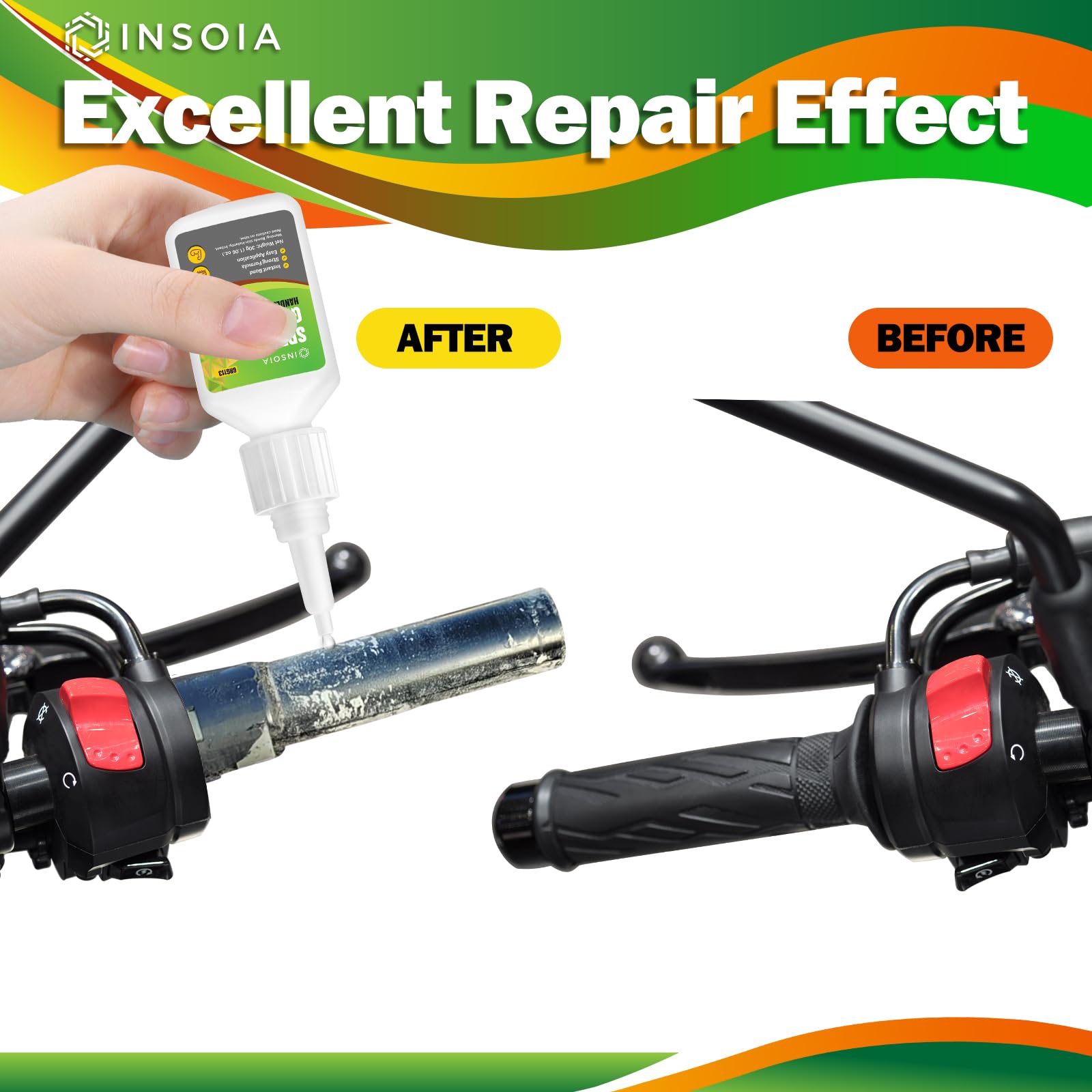 INSOIA Grip Glue versatile materials—bonds rubber, plastic, metal, and composites securely.
