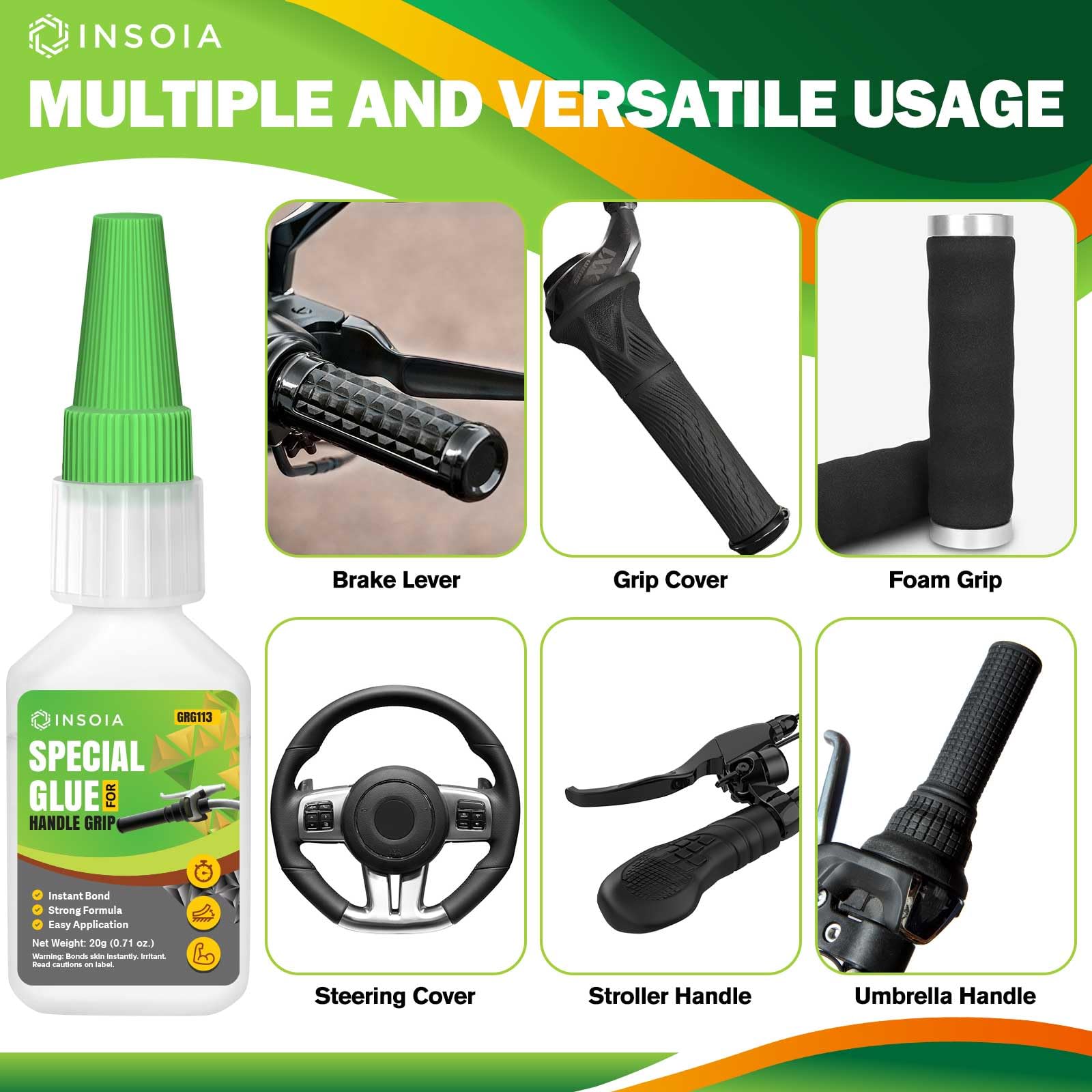 INSOIA Grip Glue waterproof hold—resists rain and mud for durable grip on bikes.