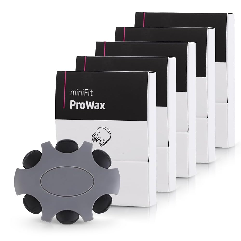 Inspack wax guards packaging showing five-pack set for Oticon devices, ready-to-use replacement filters.