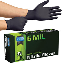 Inspire Black Nitrile Gloves heavy-duty box for medical and industrial tasks