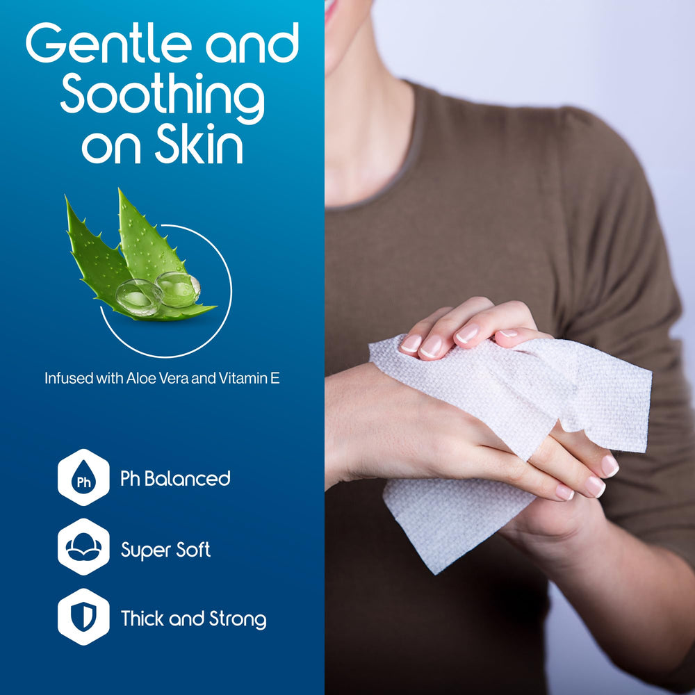 Caregiver using Inspire wipes for senior cleansing.