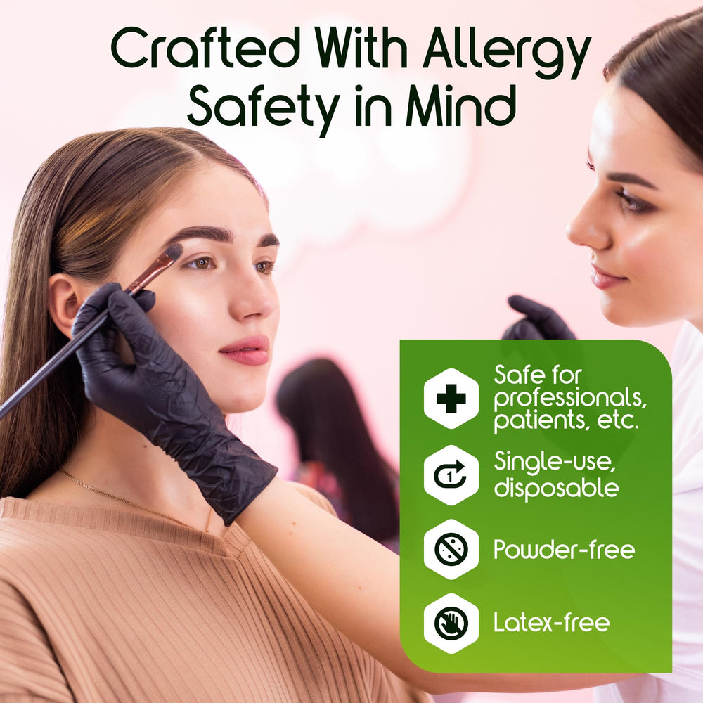 Inspire nitrile gloves box label highlighting powder-free and latex-free design.