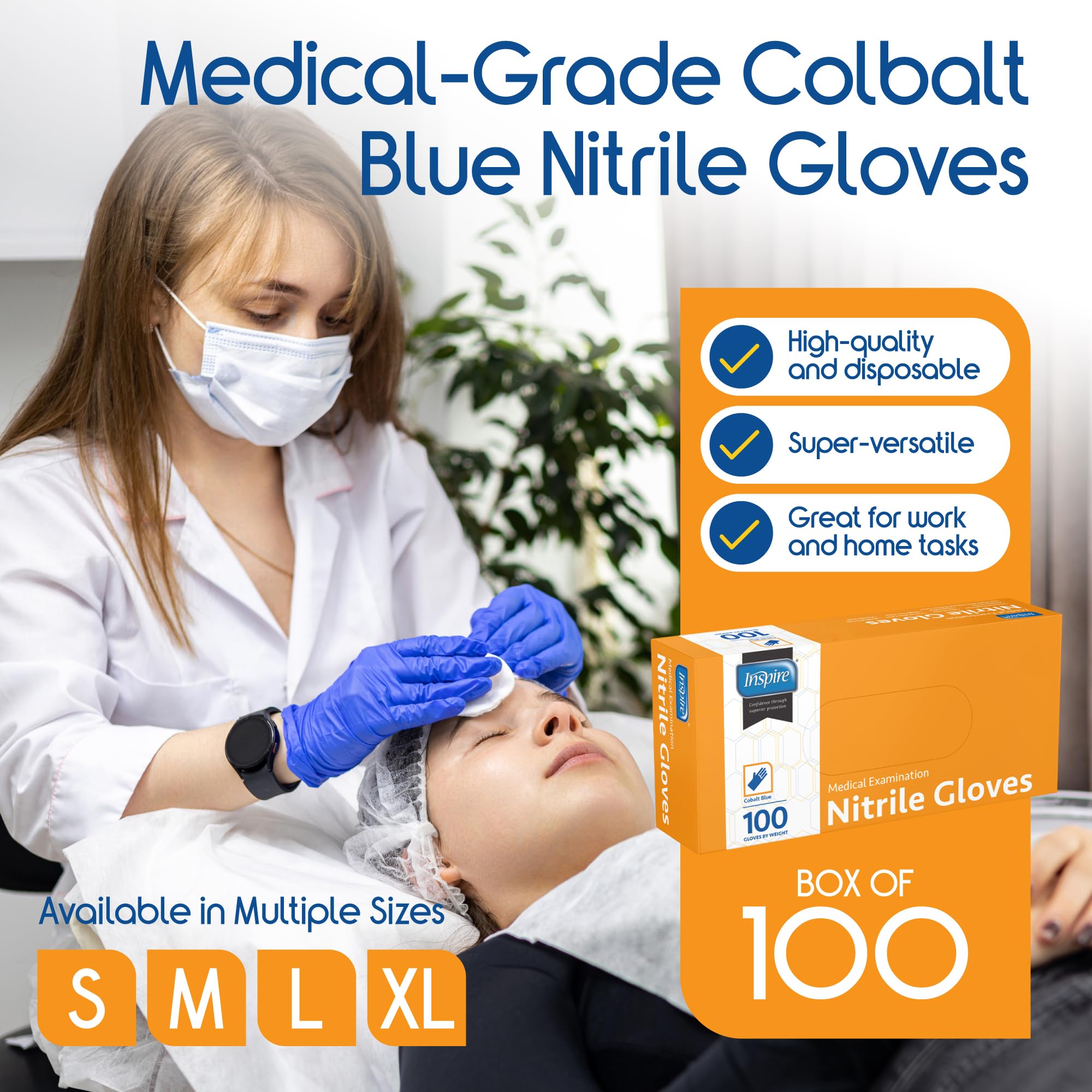 Inspire nitrile gloves with textured fingertips for improved grip and dexterity