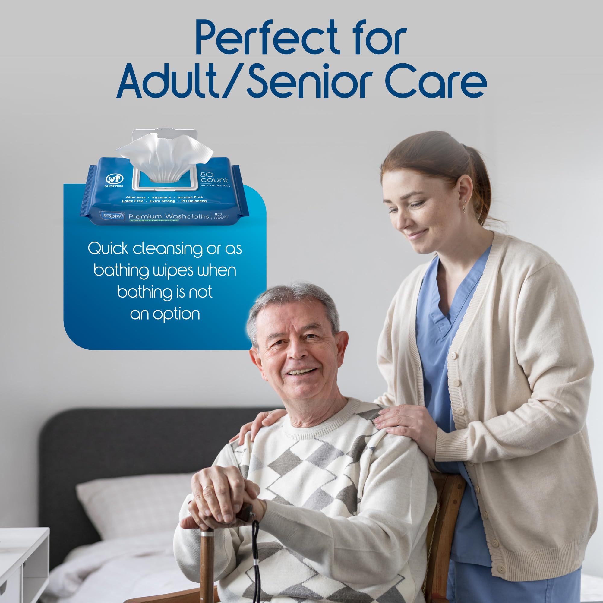 Inspire thick strong wipes deliver reliable cleansing for seniors.