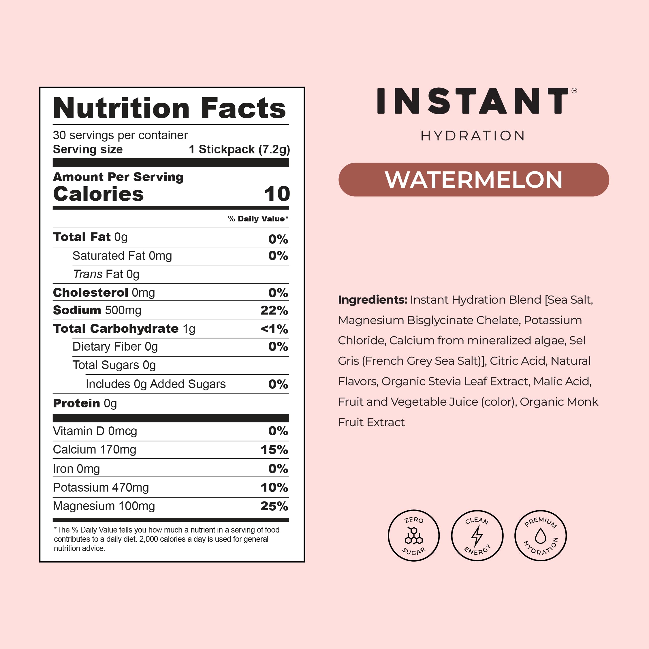 Instant Hydration hand-harvested sea salt highlighting mineral-rich hydration potential.