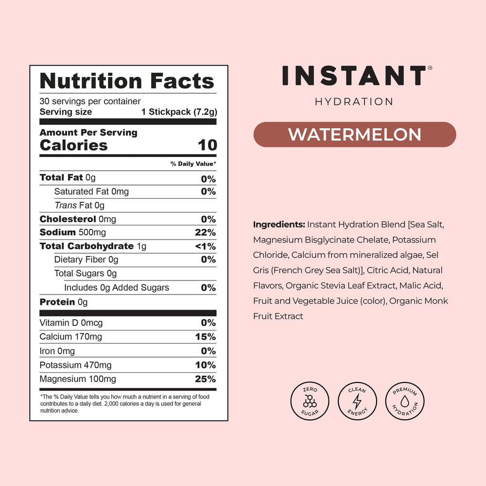 Instant Hydration hand-harvested sea salt highlighting mineral-rich hydration potential.