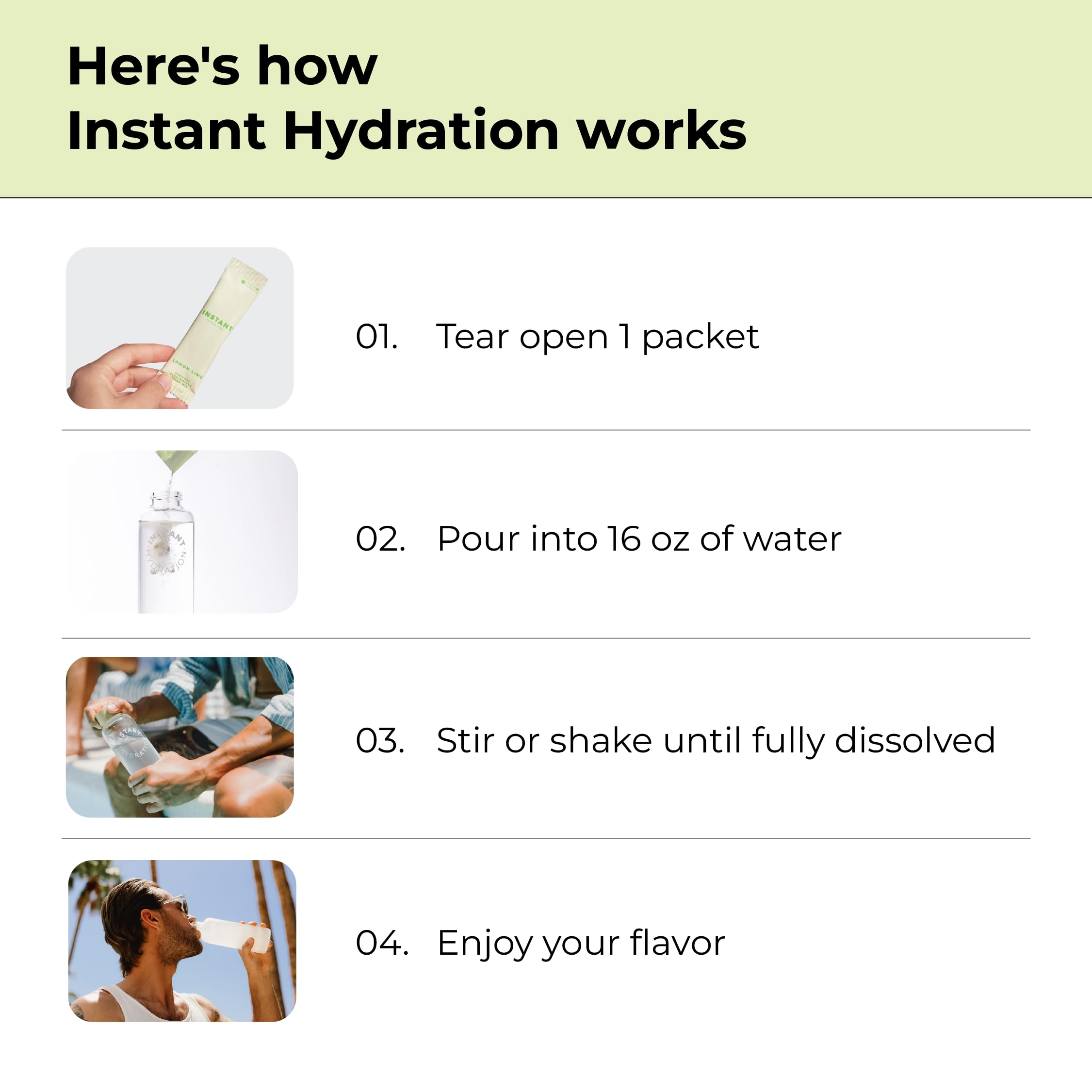 Instant Hydration lemon lime packets in a kitchen drawer for daily hydration