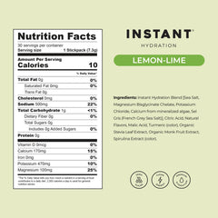 Instant Hydration Lemon Lime in a glass shows refreshing citrus drink