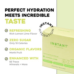 Instant Hydration Lemon Lime powder dissolving in water demonstrates fast hydration