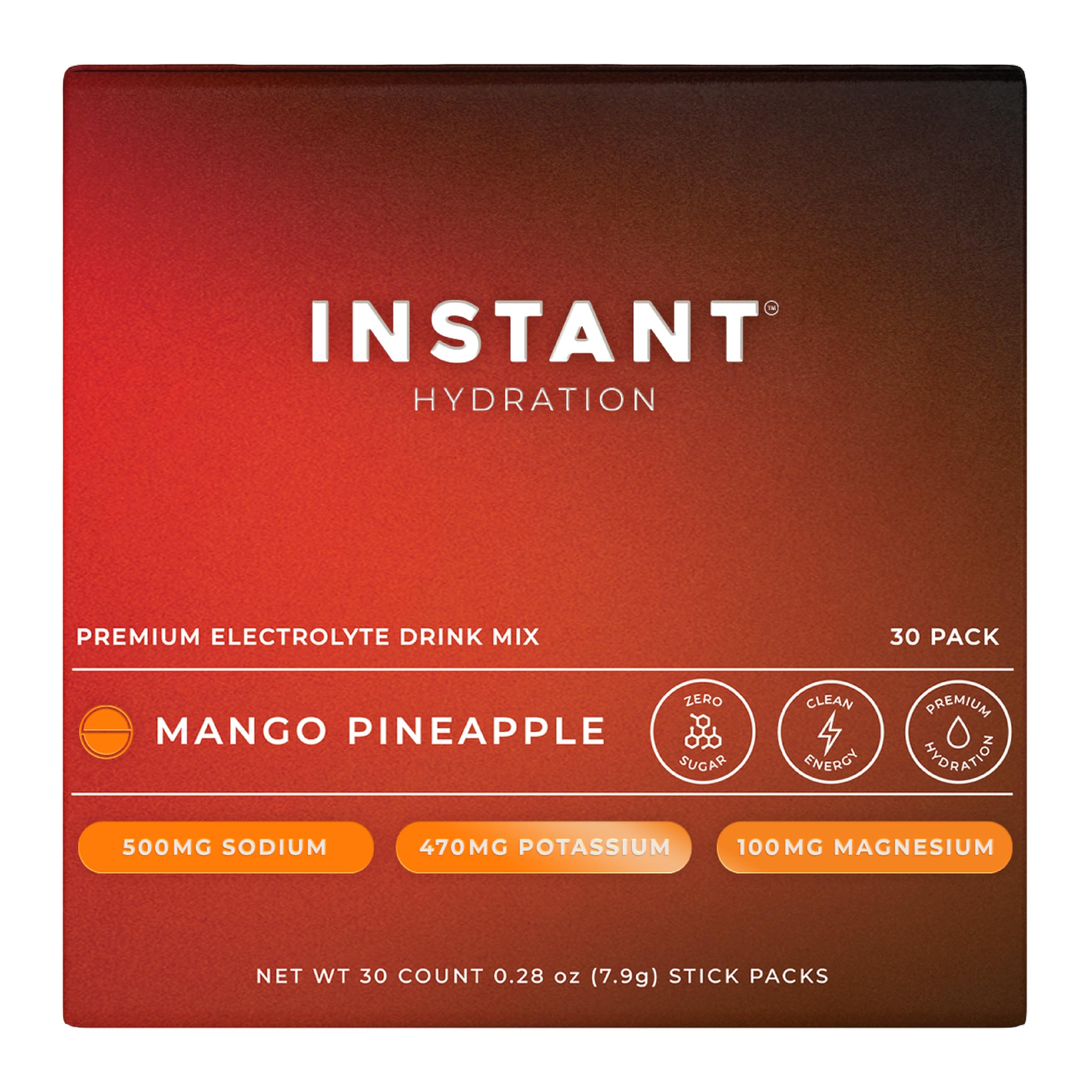 Instant Hydration mango-pineapple packet close-up for on-the-go hydration