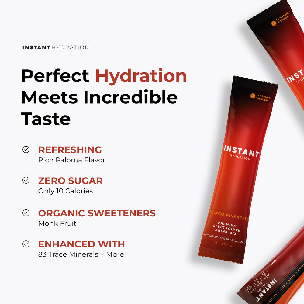 Instant Hydration pack opened with contents visible for use
