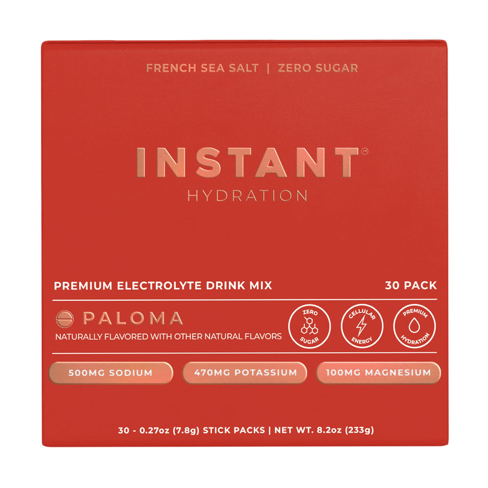 Instant Hydration Paloma packets in box ready for on-the-go hydration