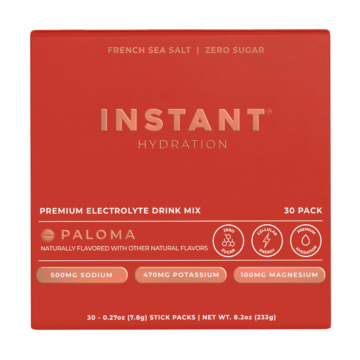 Instant Hydration Paloma packets in box ready for on-the-go hydration
