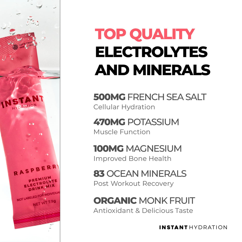 Instant Hydration Raspberry powder dispense dissolves quickly in water