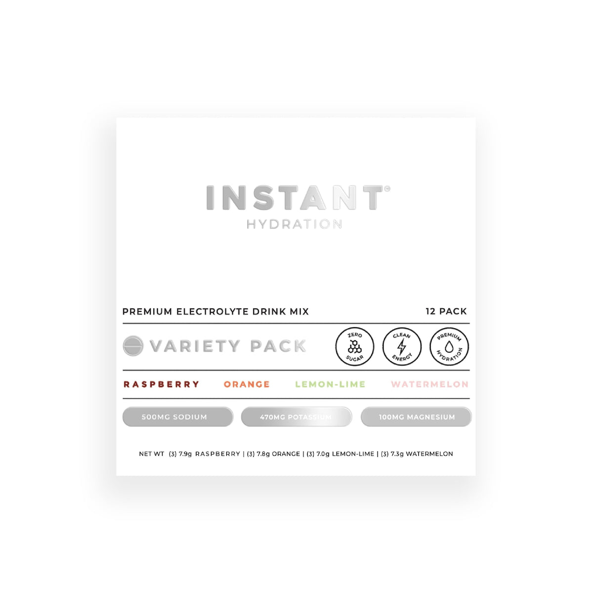 Instant Hydration variety pack 12 sticks for convenient daily hydration.