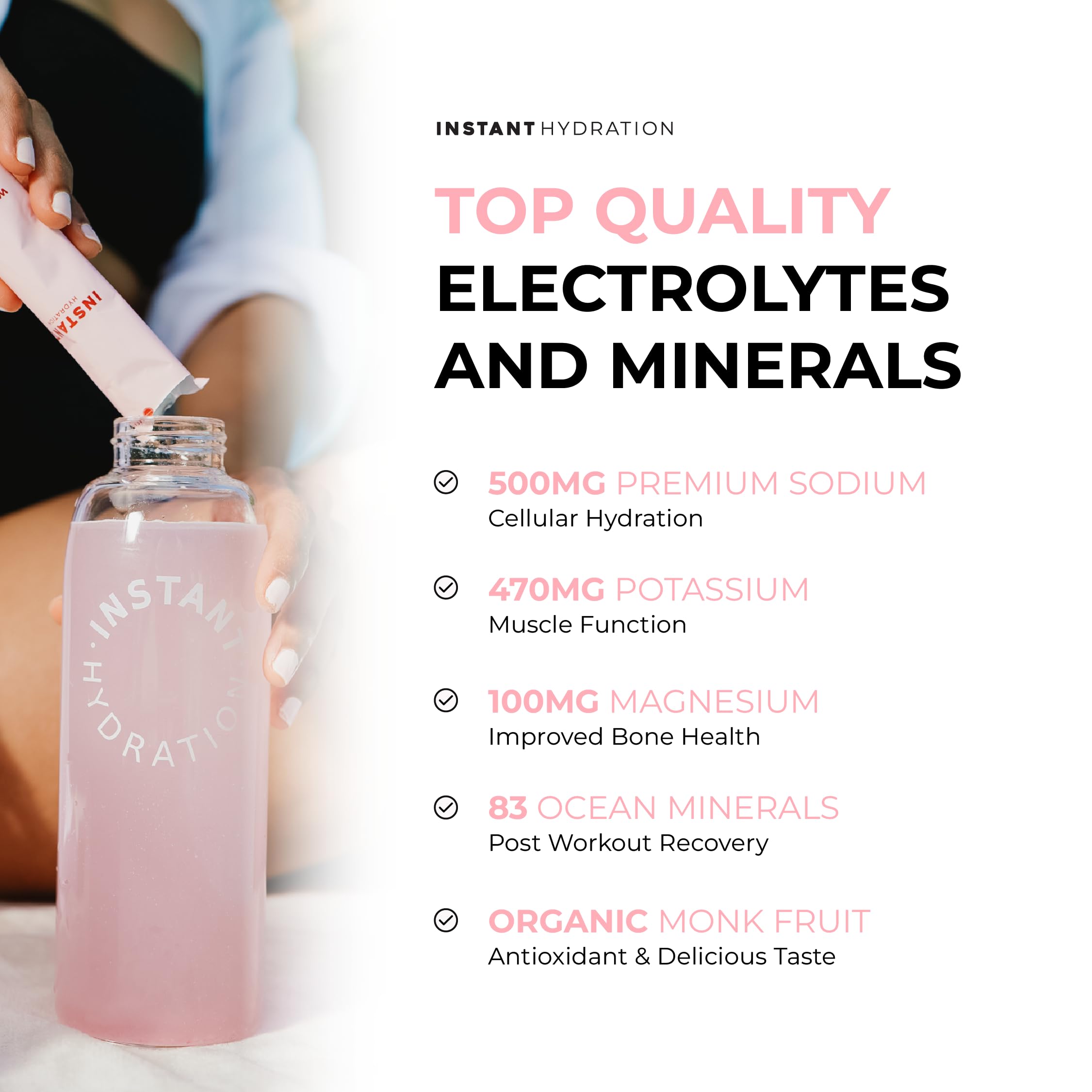 Instant Hydration watermelon flavor bottle on the go for convenient post-activity hydration.