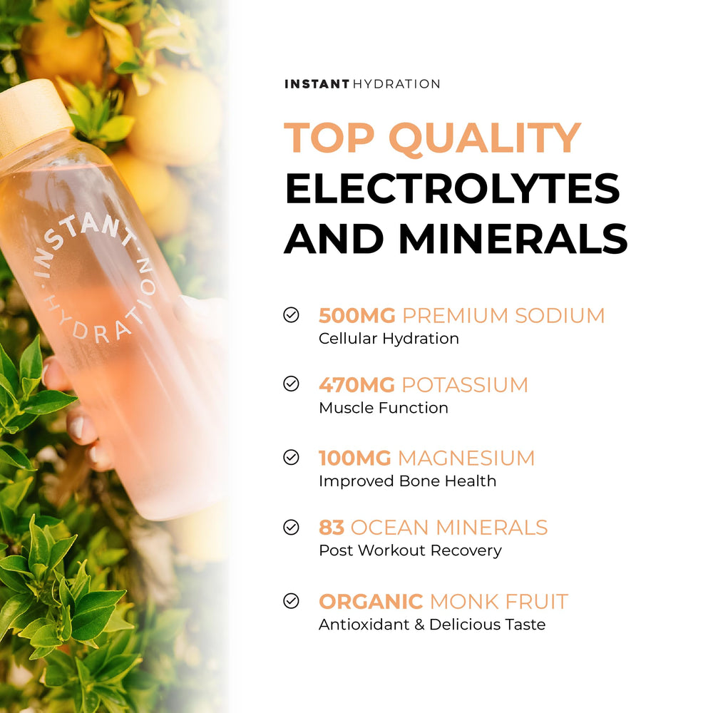 Instant Hydration zero sugar label highlights Keto and vegan compatibility.