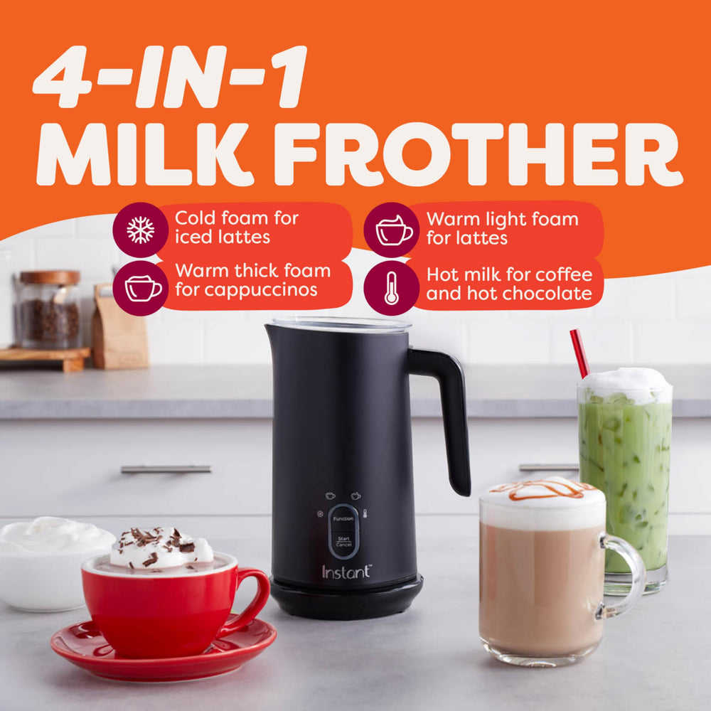 Instant Pot Milk Frother cold foam mode creates airy tops for iced drinks.