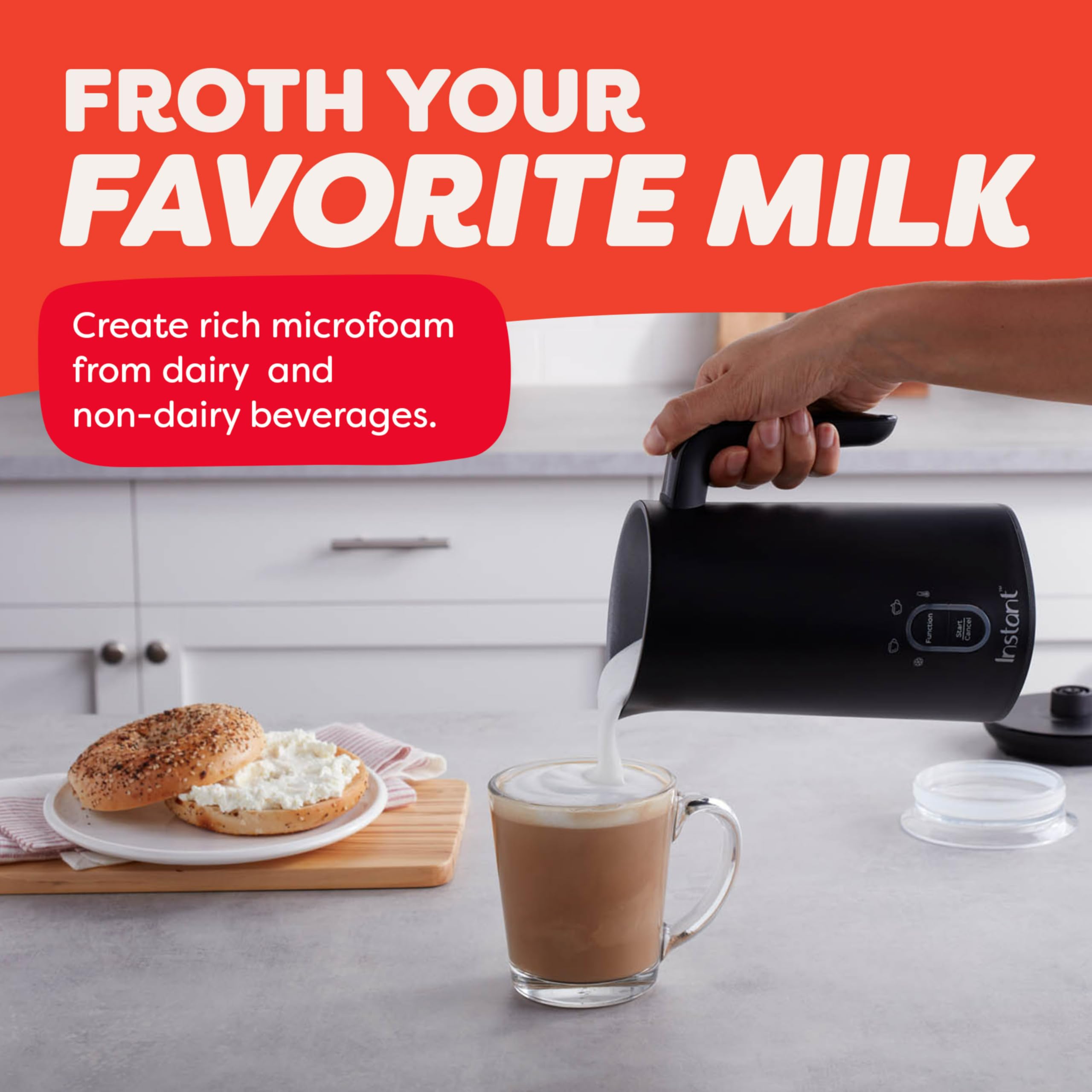 Instant Pot Milk Frother dense warm foam yields velvety latte toppings.