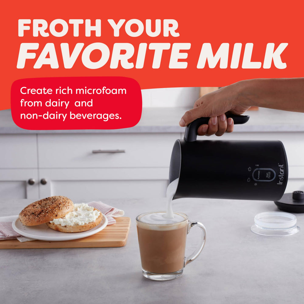 Instant Pot Milk Frother dense warm foam yields velvety latte toppings.
