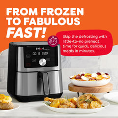 Instant Pot Vortex Plus adjustable temperature enables precise browning from 95 to 400 F.