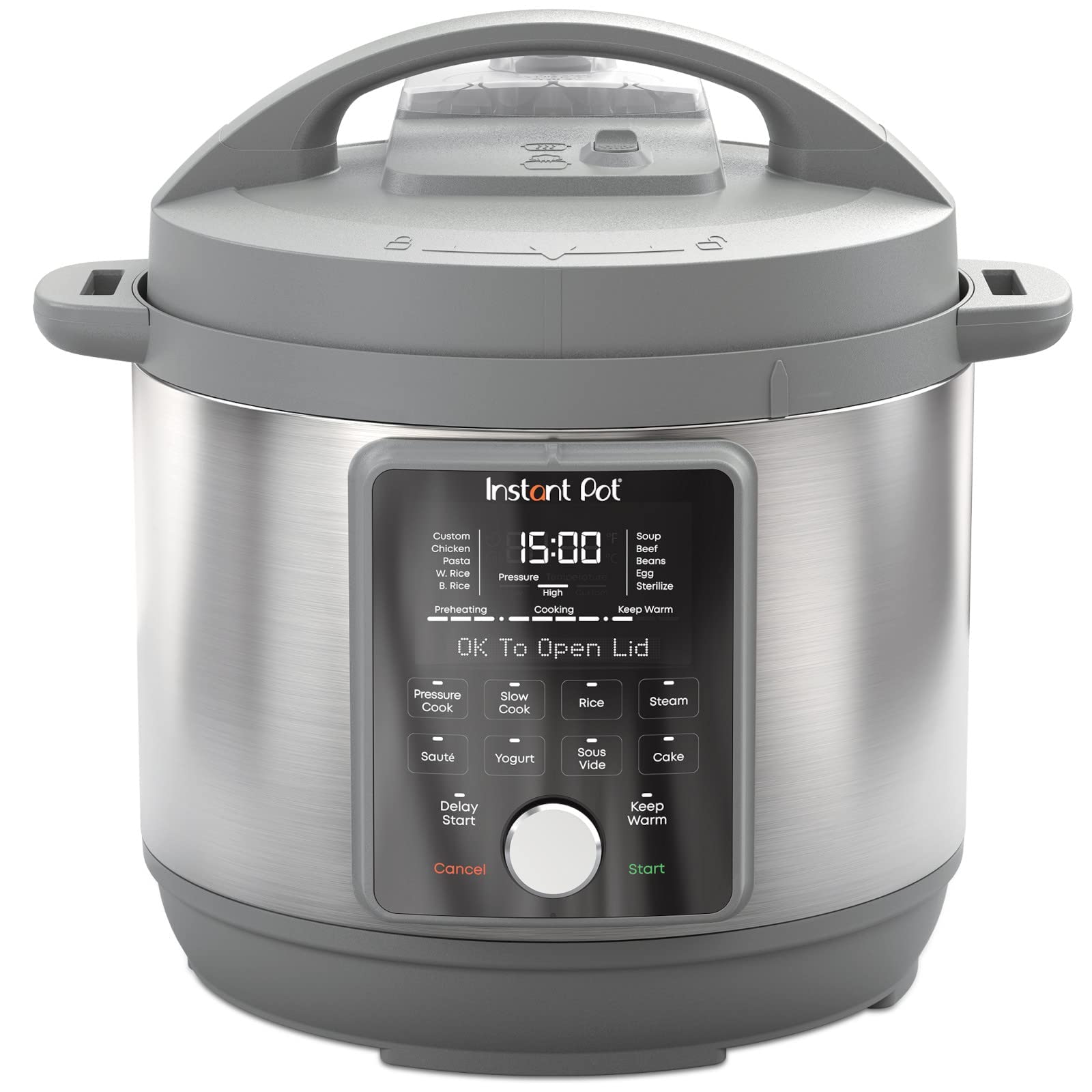 Instant Pot Whisper Quiet lid shown for silent cooking in the kitchen