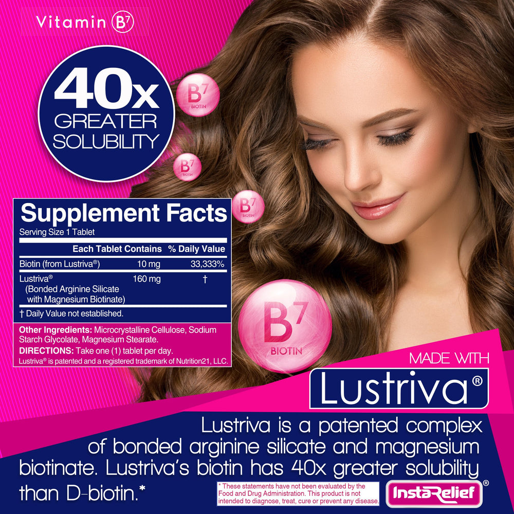 InstaRelief Lustriva packaging highlights smoother skin and glow