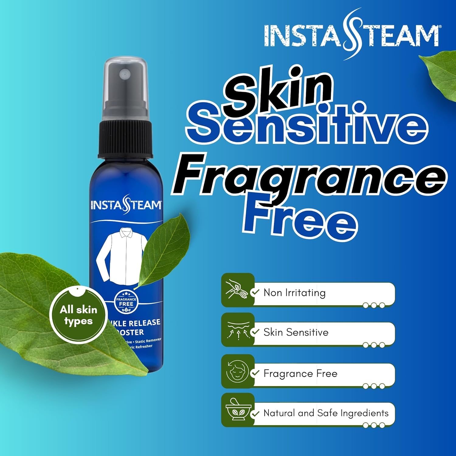 InstaSteam multi-use fabric saver supports quick dewrinkle, ironing, and refreshing.