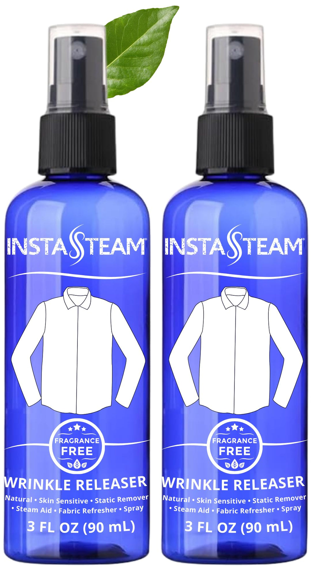 InstaSteam Skin Sensitive Wrinkle Releaser in a travel-size bottle for unscented wrinkle relief.