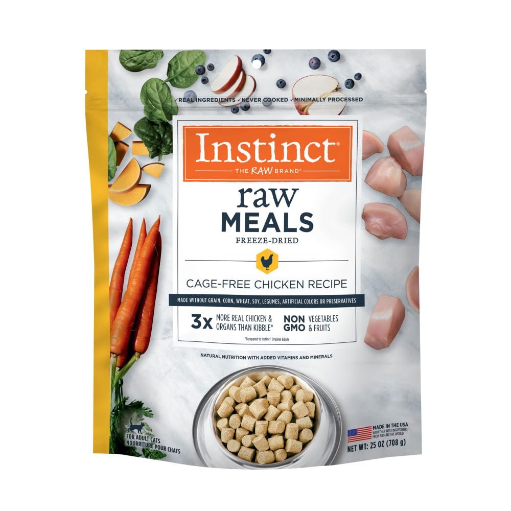 Instinct Freeze-Dried Chicken bag—convenient packaging for premium cat meals.