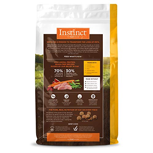 Instinct Original bag back shows grain-free formula and wholesome ingredients