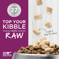 Topper on cat food bowl boosts flavor variety and appetite.