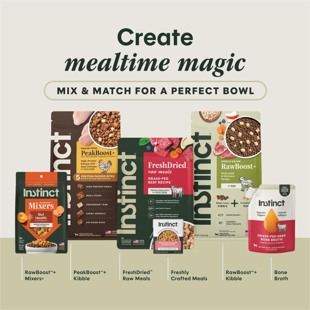 Instinct RawBoost grain-free formula keeps meals simple and digestion-friendly