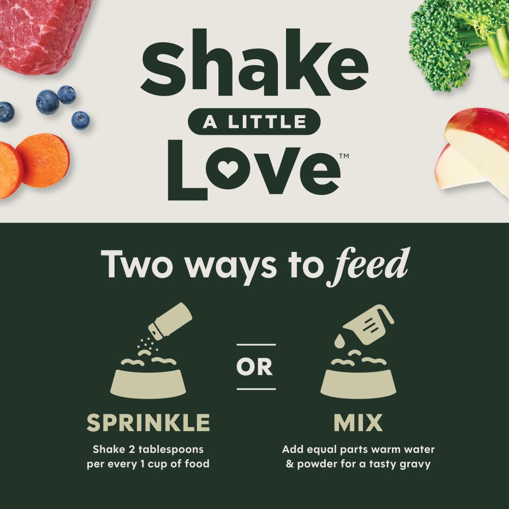 Instinct RawBoost Shakers beef recipe freeze-dried bits for quick meal toppers.