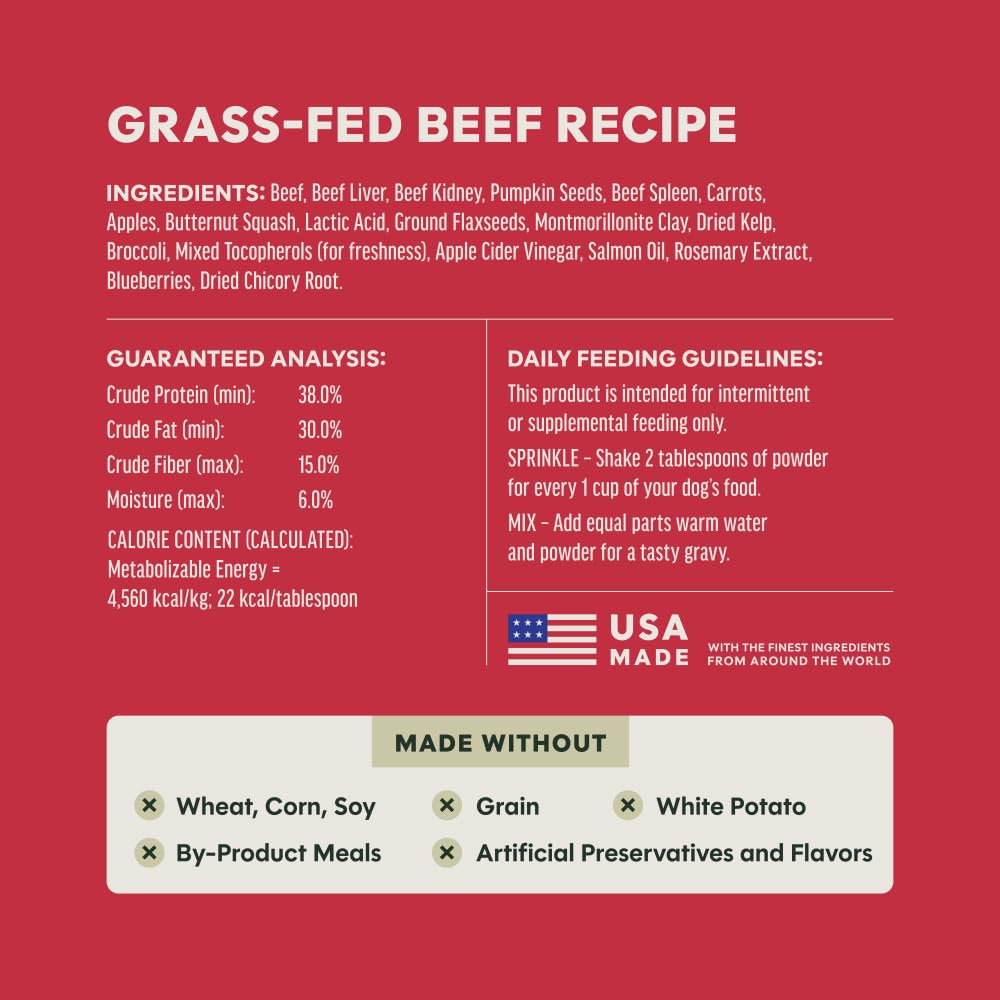 Instinct RawBoost Shakers beef recipe kibble topper for tastier meals.