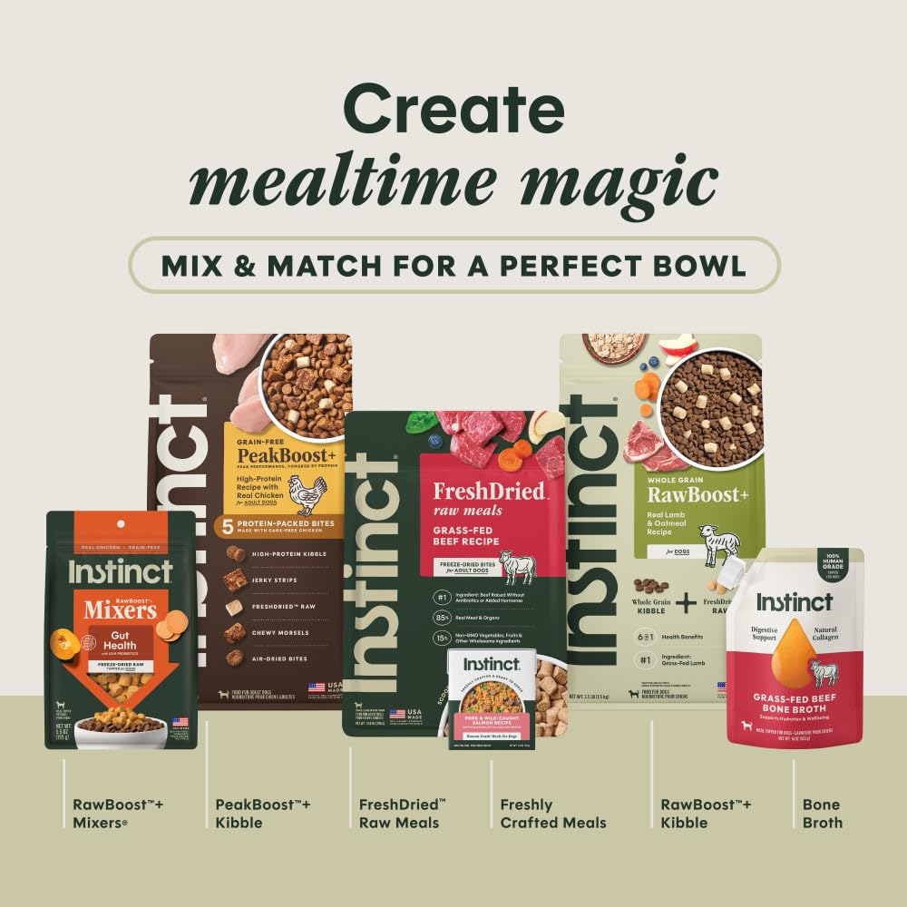 Instinct RawBoost Shakers beef recipe moisture-boosting gravy for hydration.