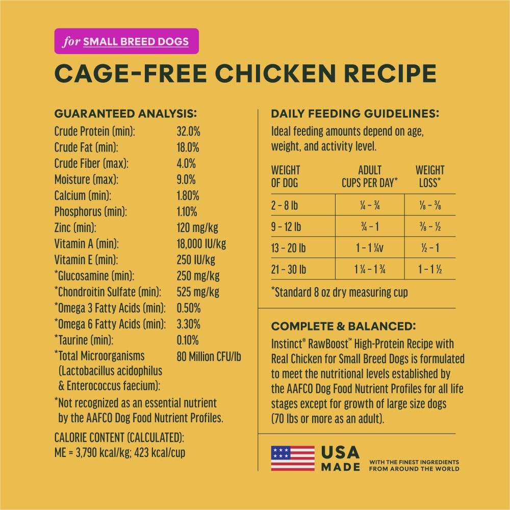 Instinct RawBoost grain-free label emphasizes no grains or fillers