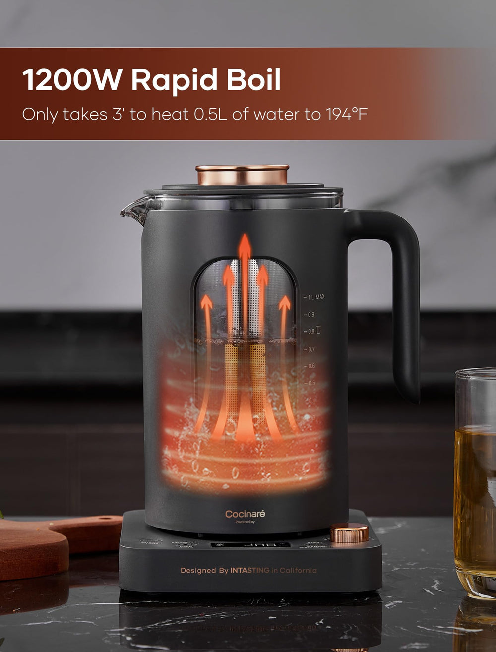 intasting BPA-free glass kettle for clean tasting water