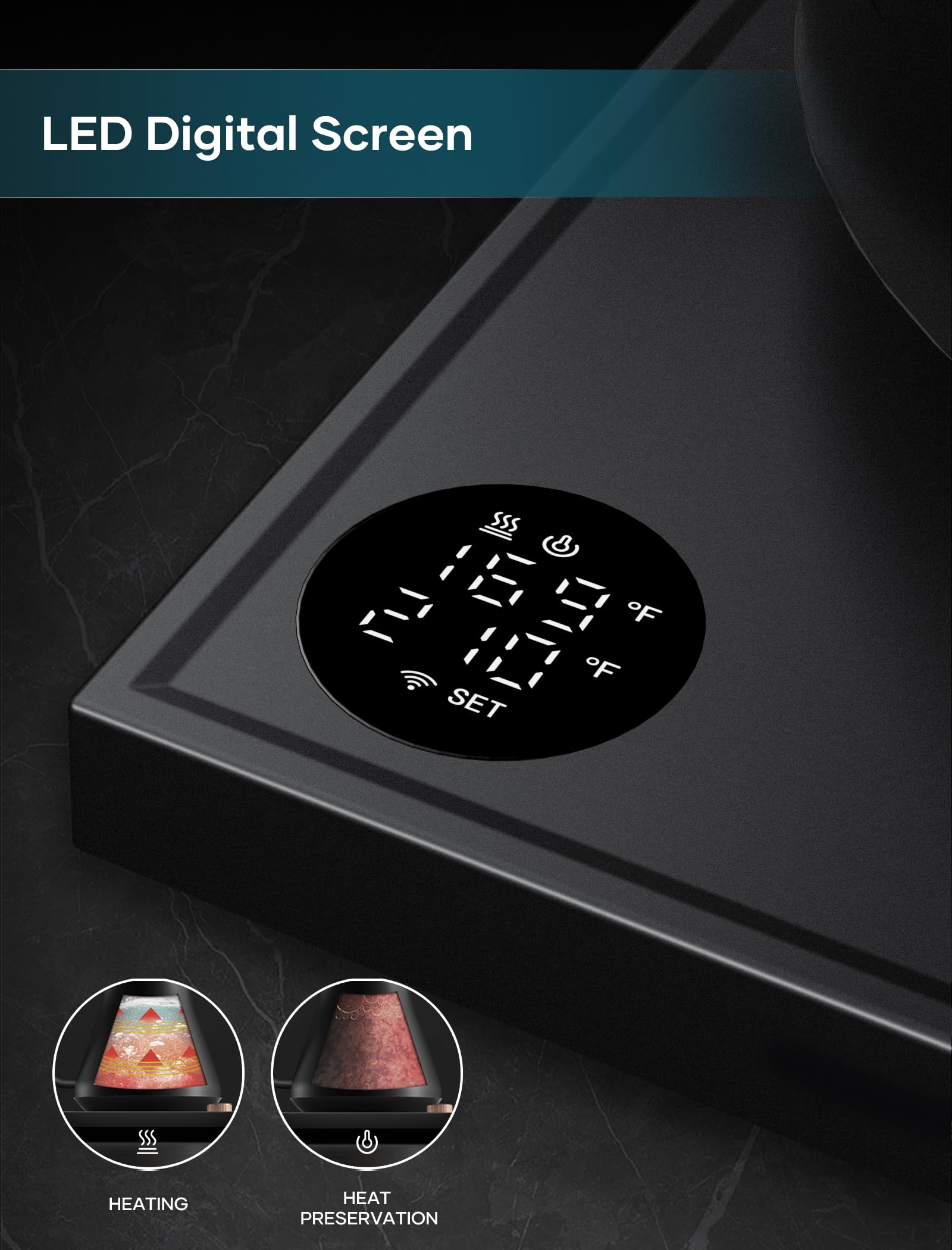 INTASTING 0.9L black kettle compact design for quick heating.