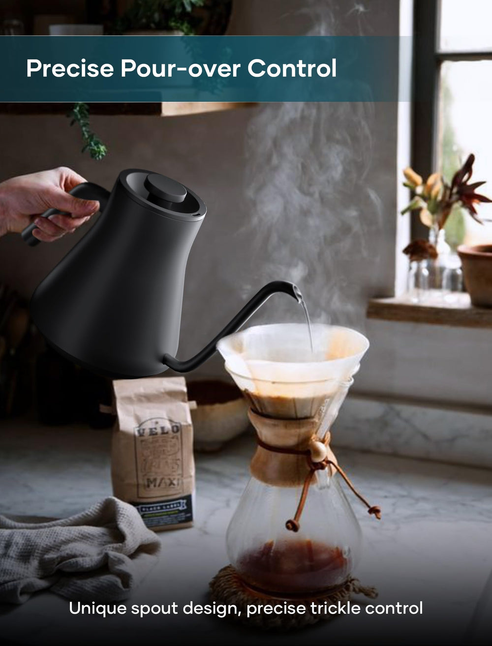 INTASTING stainless interior ensures safe, pure water with a plastic-free sensor seal.