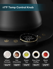 Intasting gooseneck kettle unit-switch lets you toggle Fahrenheit or Celsius.