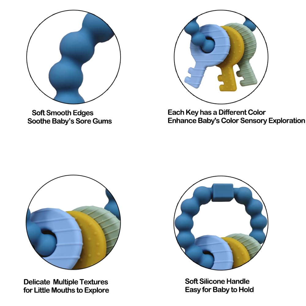 Intatikoo colorful keys encourage visual curiosity during teething play.
