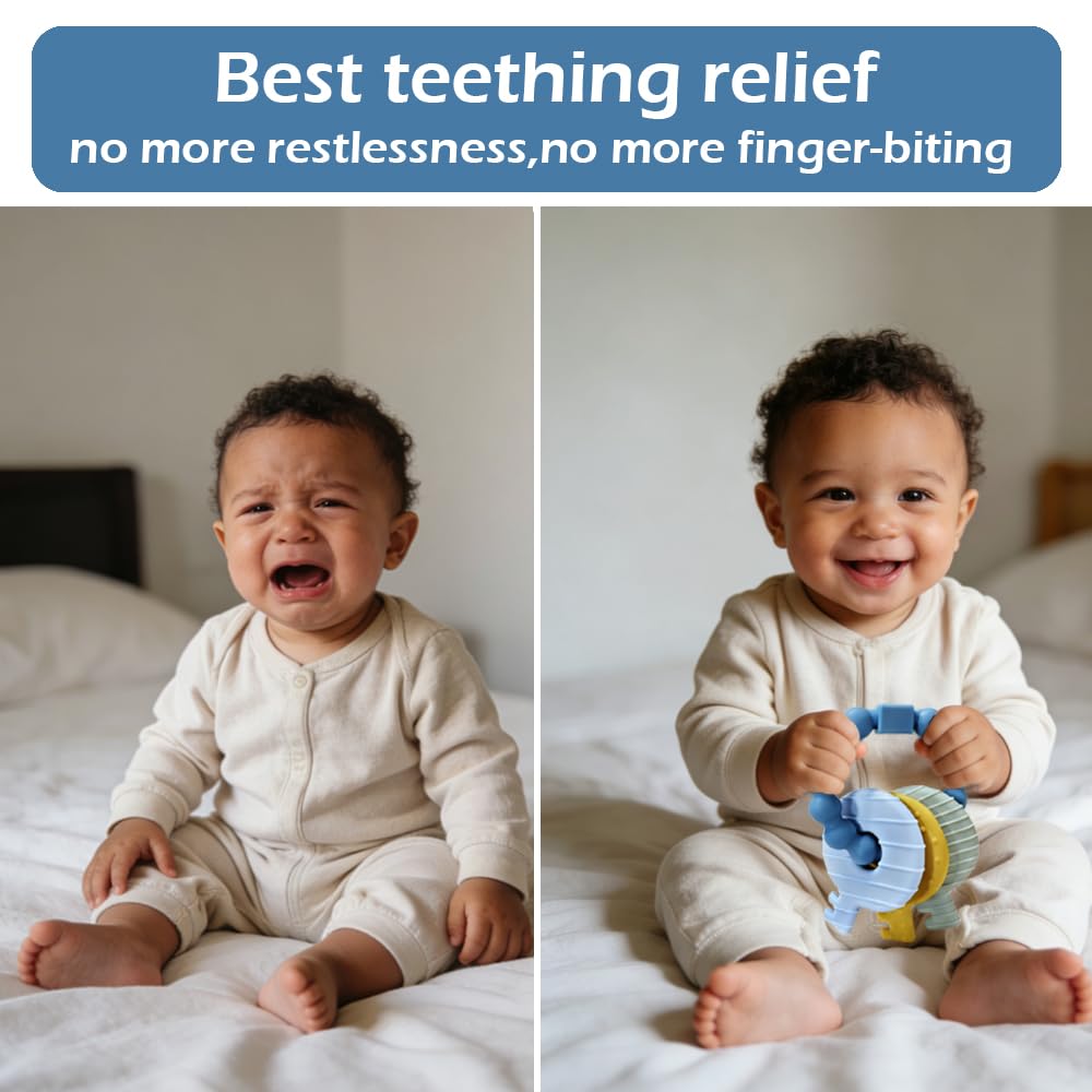 Intatikoo dishwasher-safe silicone teether cleans quickly for busy parents.