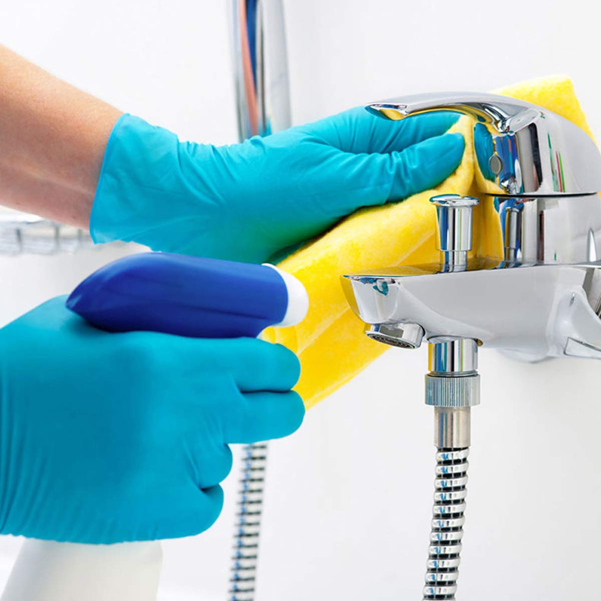 Intco Basic Medical blue nitrile gloves used in a lab setting.