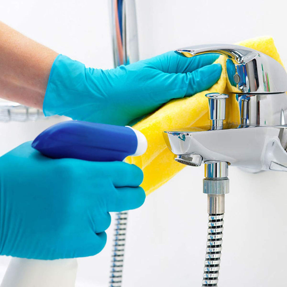 Intco Basic Medical blue nitrile gloves, case contains 1000 gloves for bulk supply.