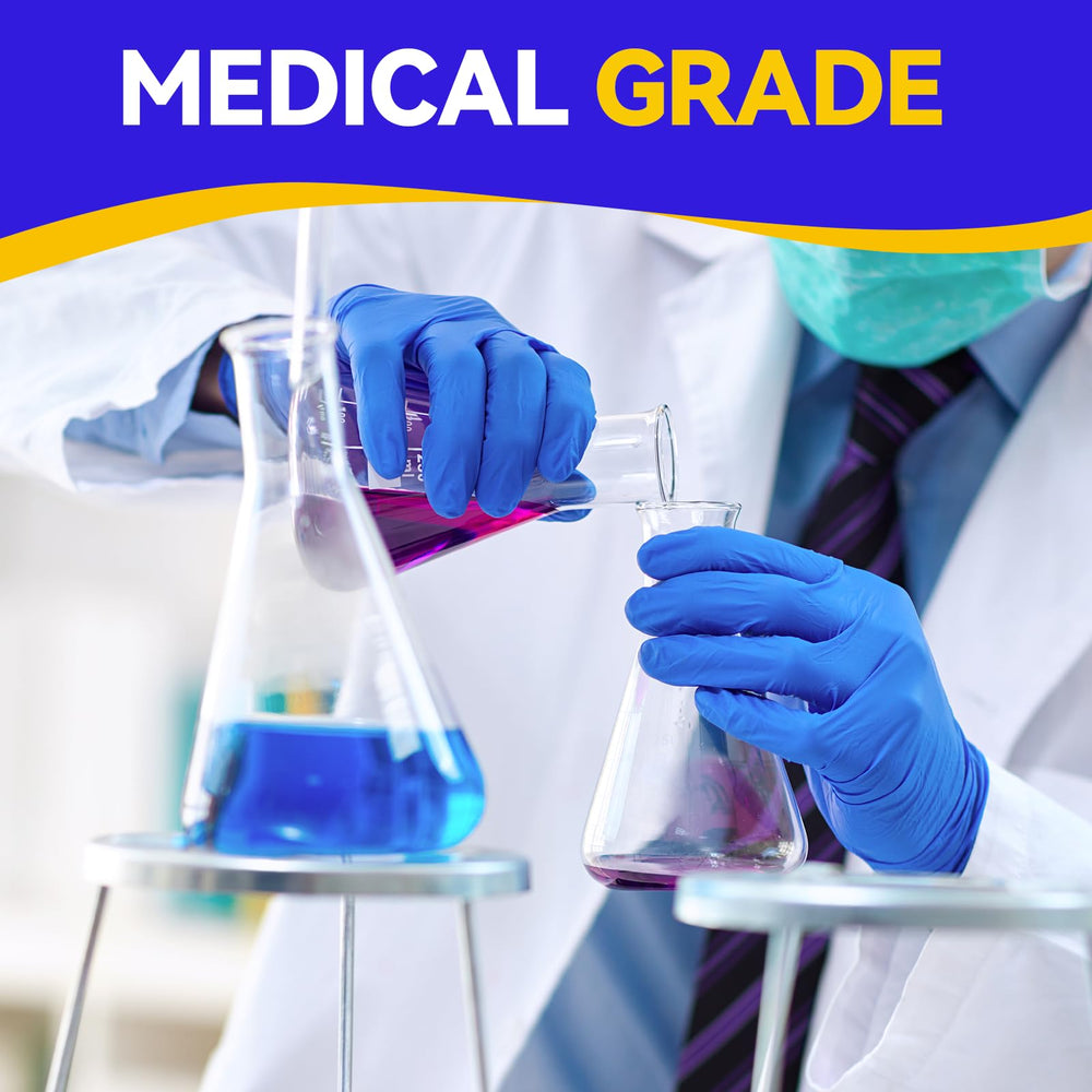Intco Basic Medical blue nitrile gloves finger thickness indicating dexterity.