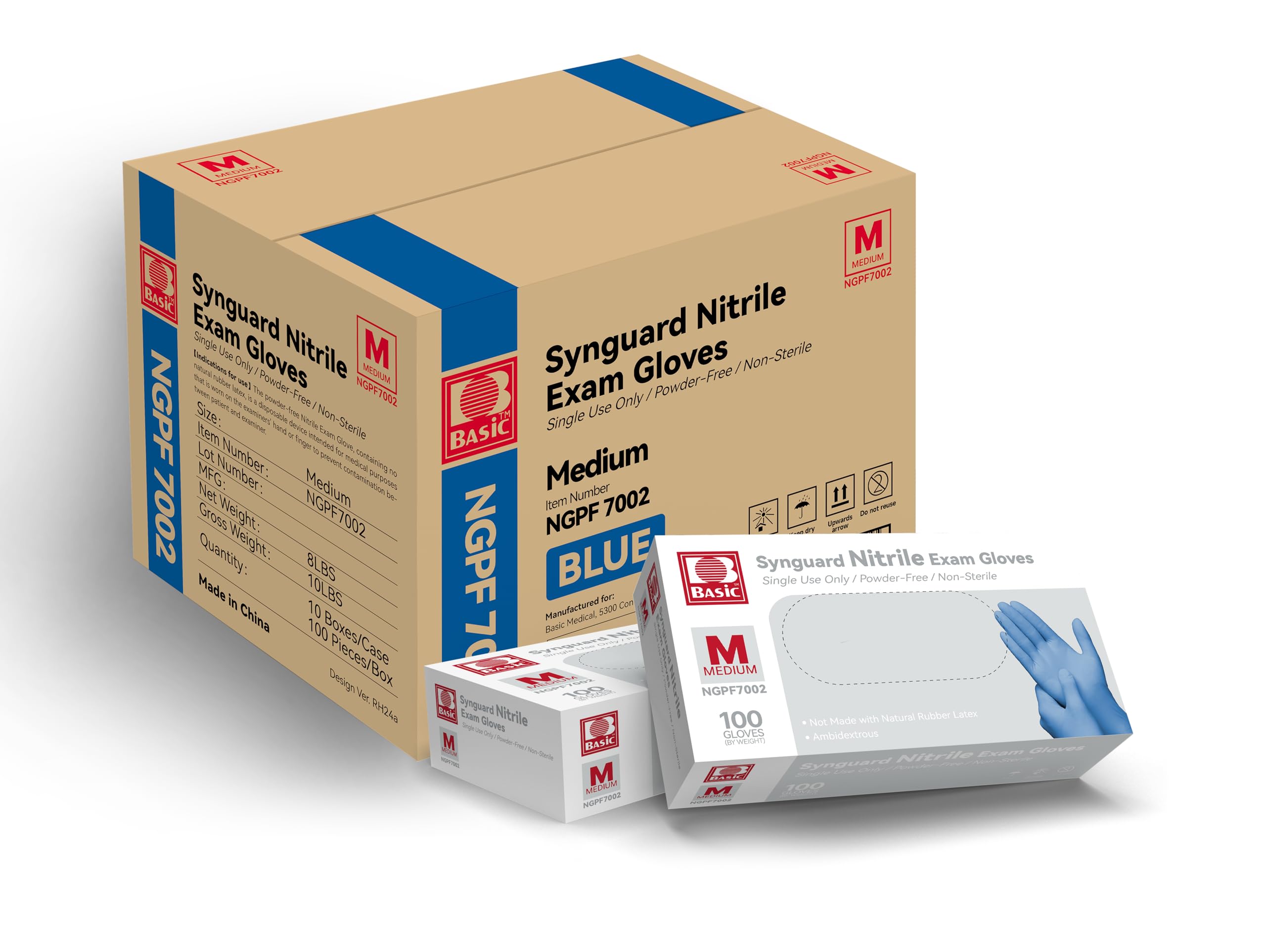 Intco Basic Medical blue nitrile gloves close-up showing smooth tactile finish for precision.
