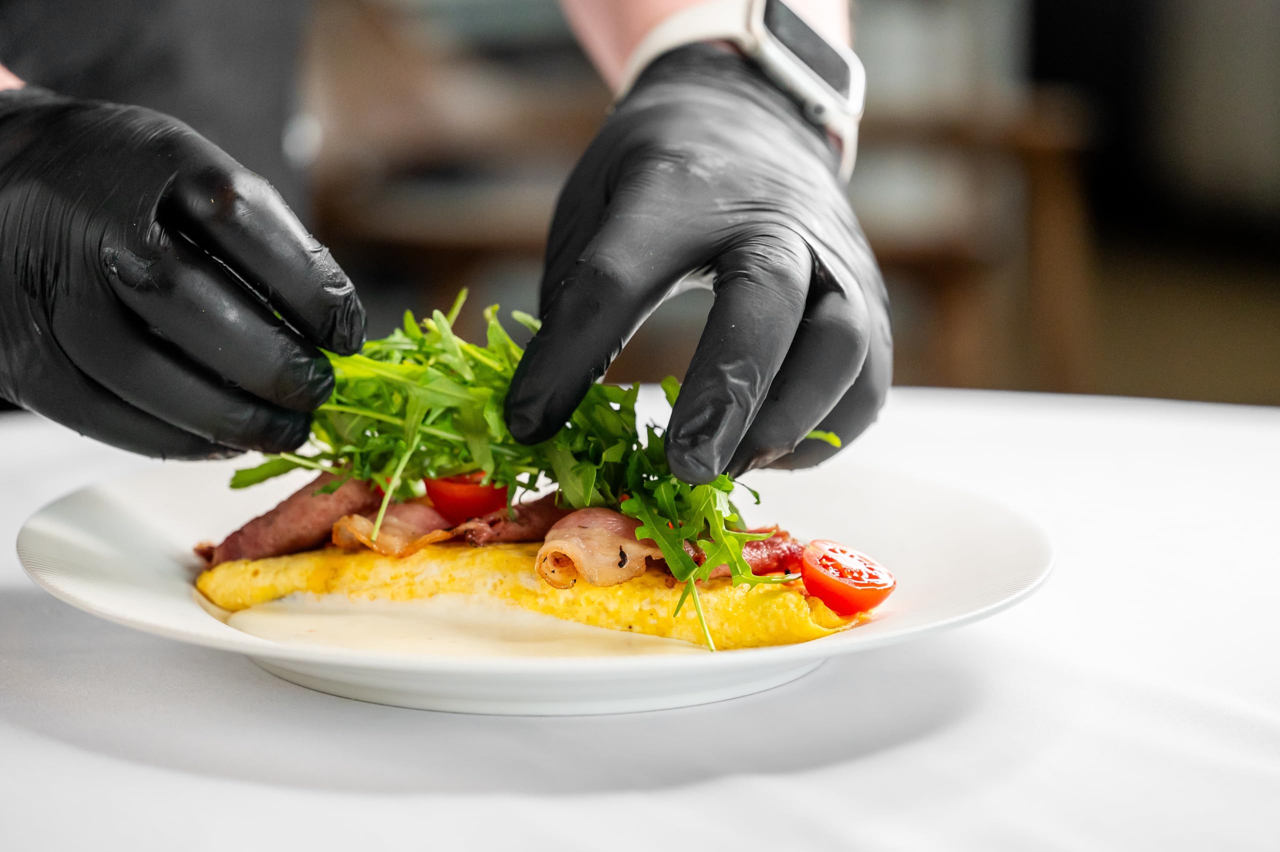 Intco Black Gloves 5mil tactile grip for precise tasks.